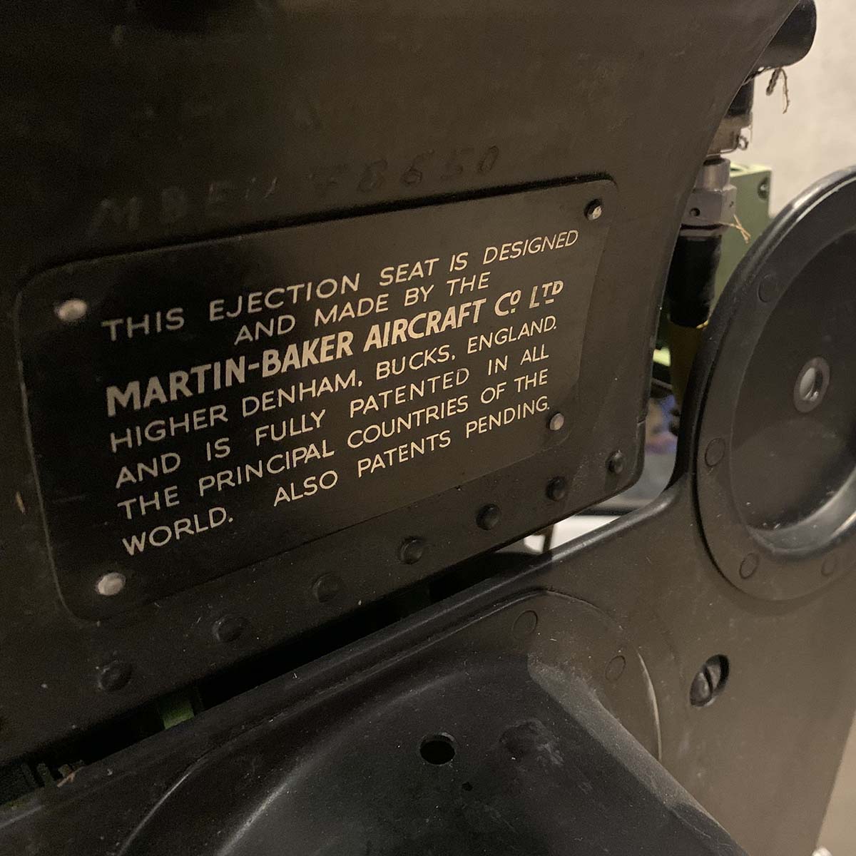 Detail of a Martin Baker ejection seat.