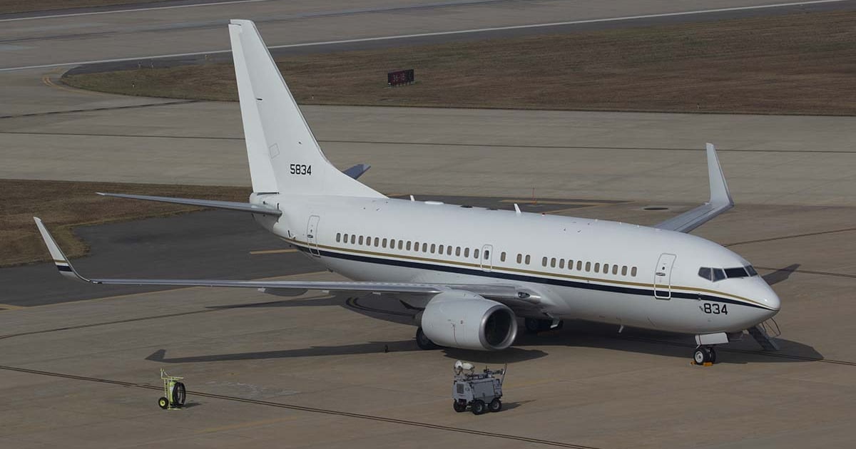 United States Navy Boeing 737/C-40A on a platform.