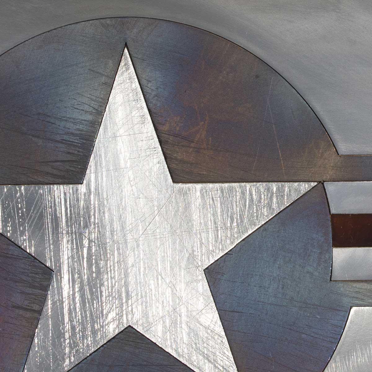 Close-up of a United States Air Force steel roundel artwork.