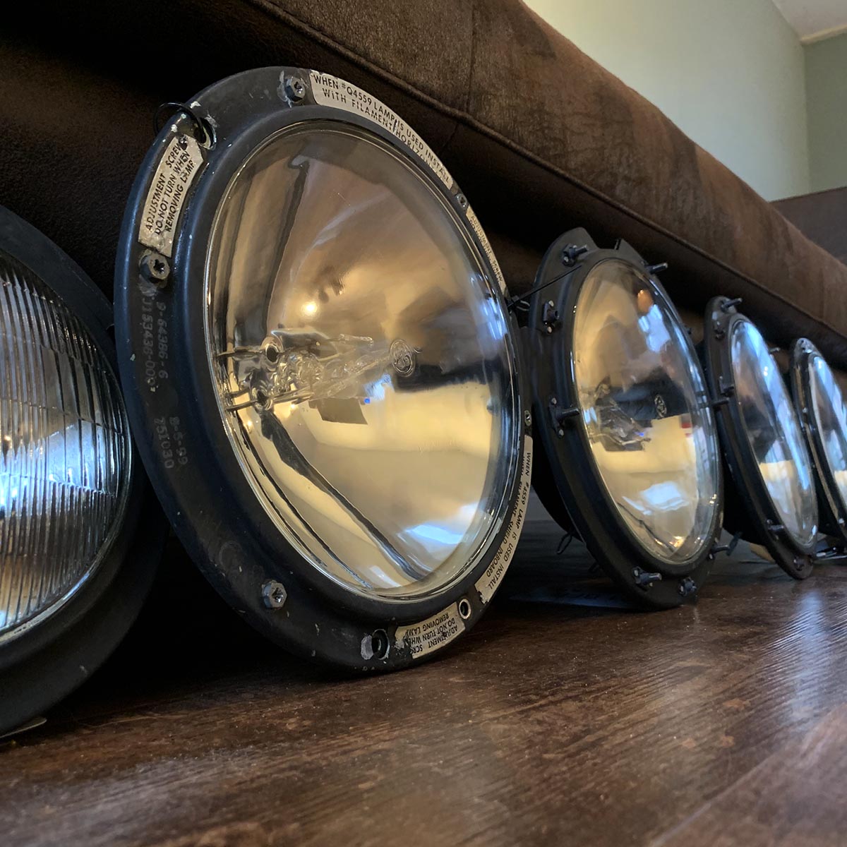 Close-up of Boeing 737 landing lights.