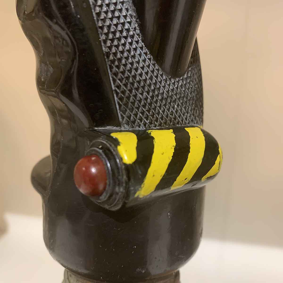 Detail of stripes on an original Belgian Air Force B-8 control stick grip.