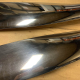 Detail of propeller blade on mirror polished Hartzell propeller and spinner for sale.