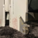 Detail of fin and rolleron of a Vympel K-13 missile in use as a decorative piece.