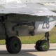 Photo of the landing gear of a Polish Mikoyan-Gurevich MiG-29.