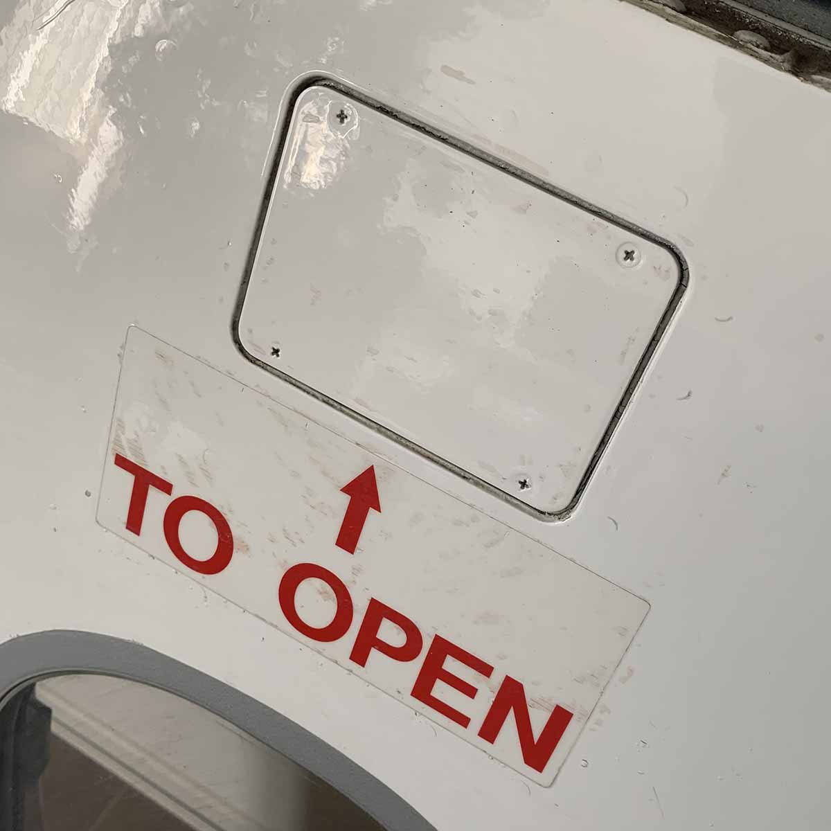 Detail of British Airways A318 G-EUNA emergency escape hatch.