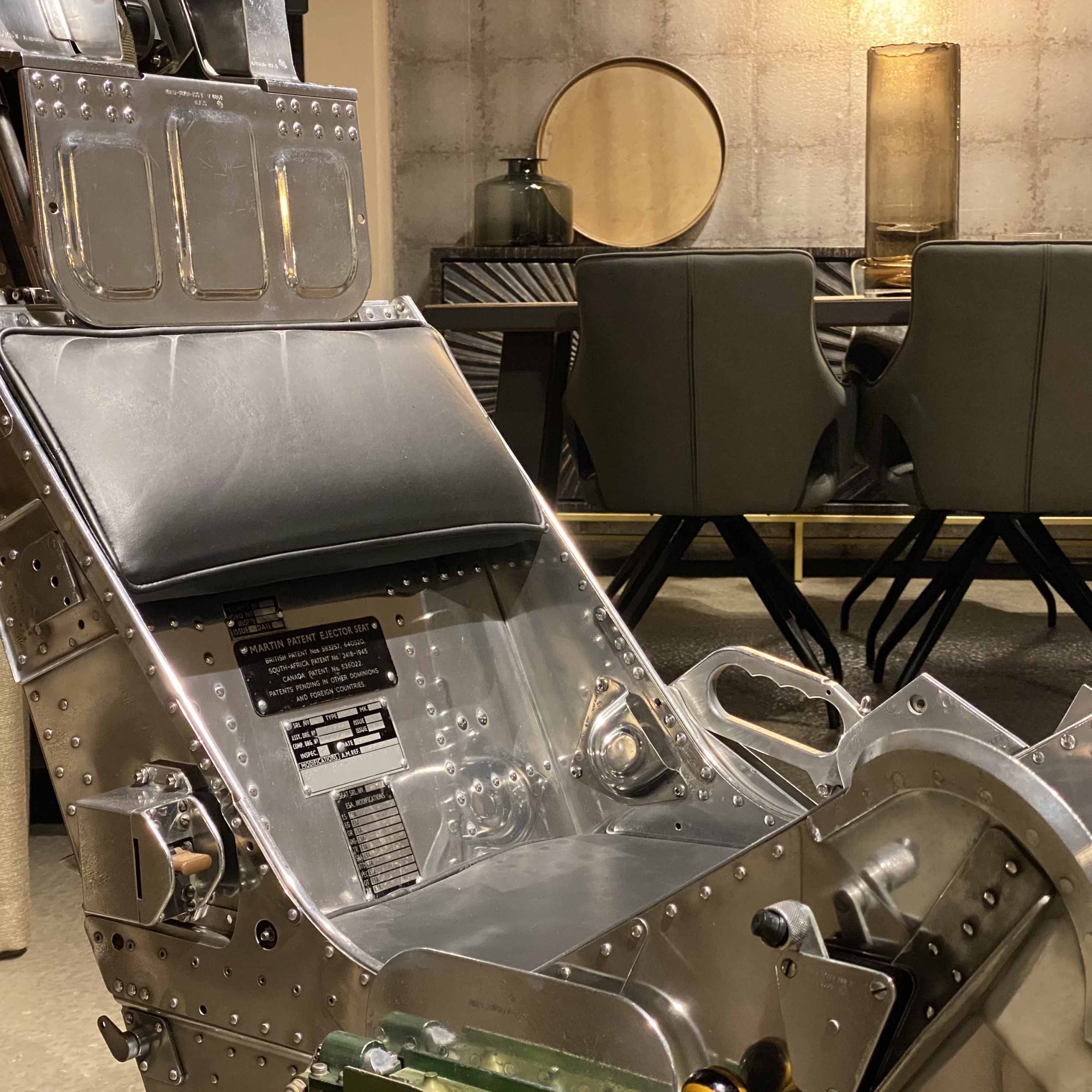 Detail of mirror polished Martin-Baker Mk6 ejection seat.