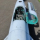 Photo taken from above of former Polish Air Force MiG-21MF 8706.