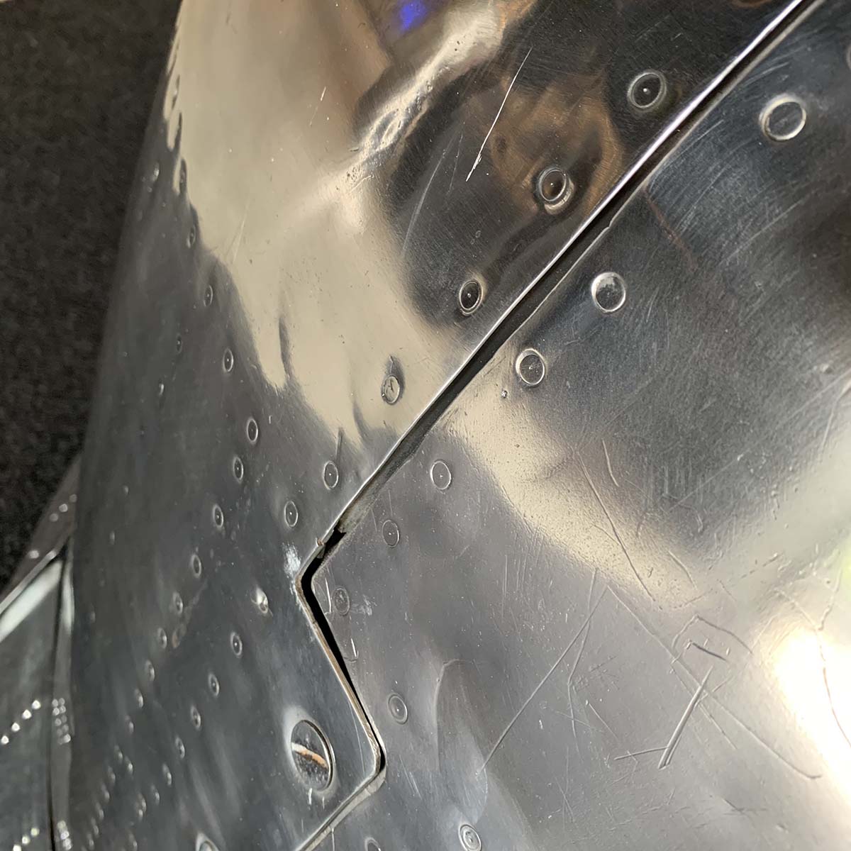 Detail of a Douglas C-47 Dakota engine cowling reception desk.