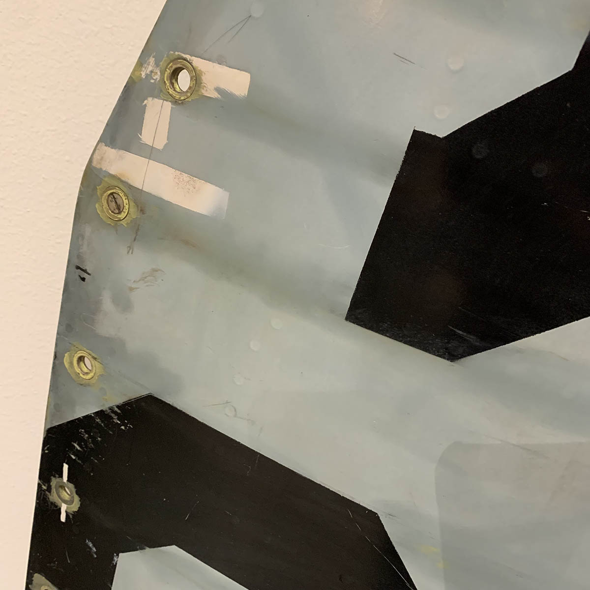 Detail of edges on Royal Netherlands Air Force F-104G electrical bay access panel.