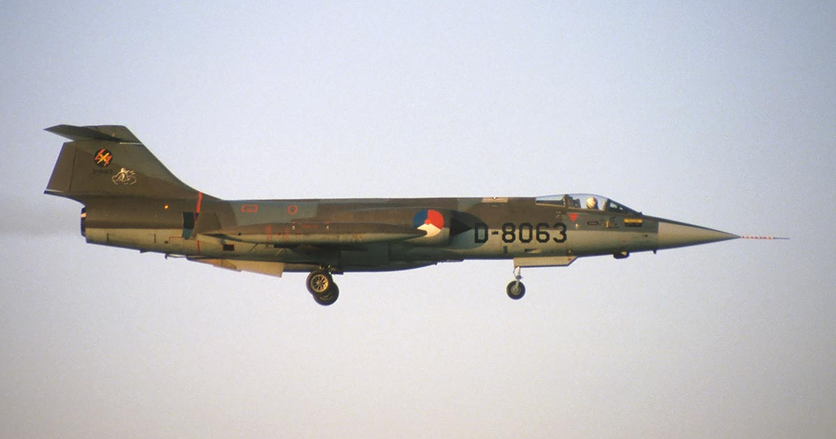 Royal Netherlands Air Force F-104G D-8063 landing at Volkel.