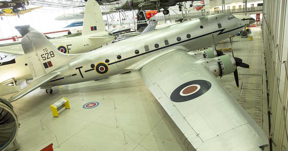 Handley Page Hastings aircraft in the Duxford museum.