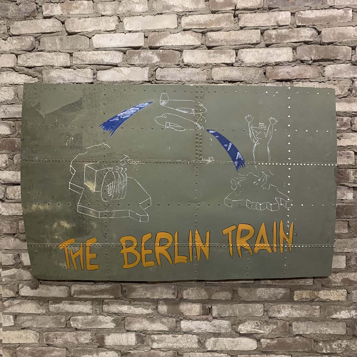 Original C-47 Dakota skin panel painted with The Berlin Train nose art for sale.