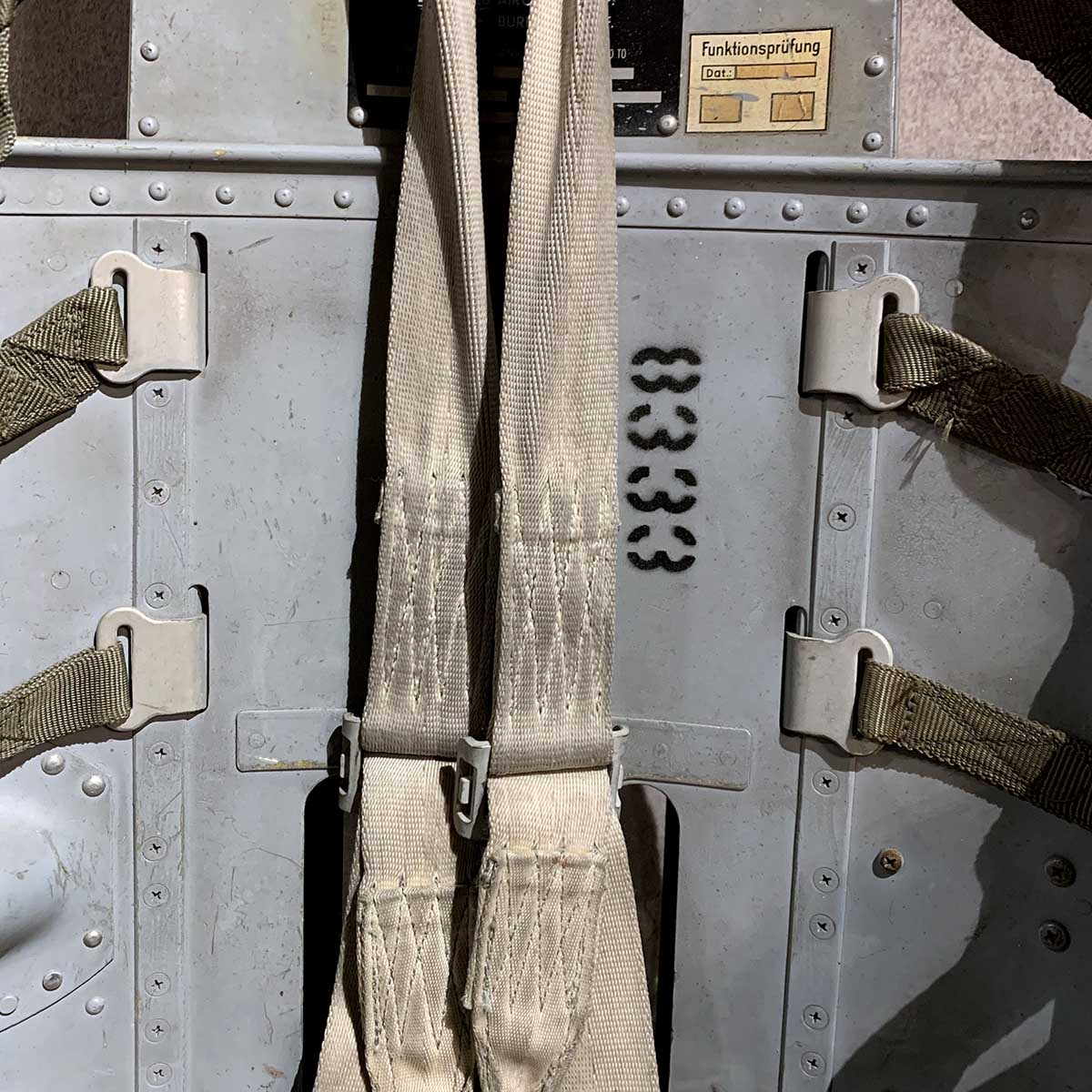 Detail of a part of a Lockheed C2 ejection seat that is for sale.