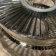 Detail of the polished vanes of a Pratt & Whitney JT8D rear fan case.