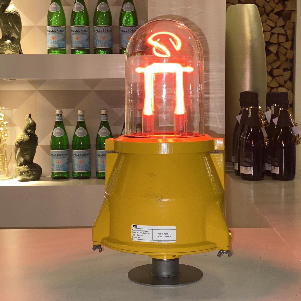 AEG Berlin airport obstruction light in use as a light in a bar.