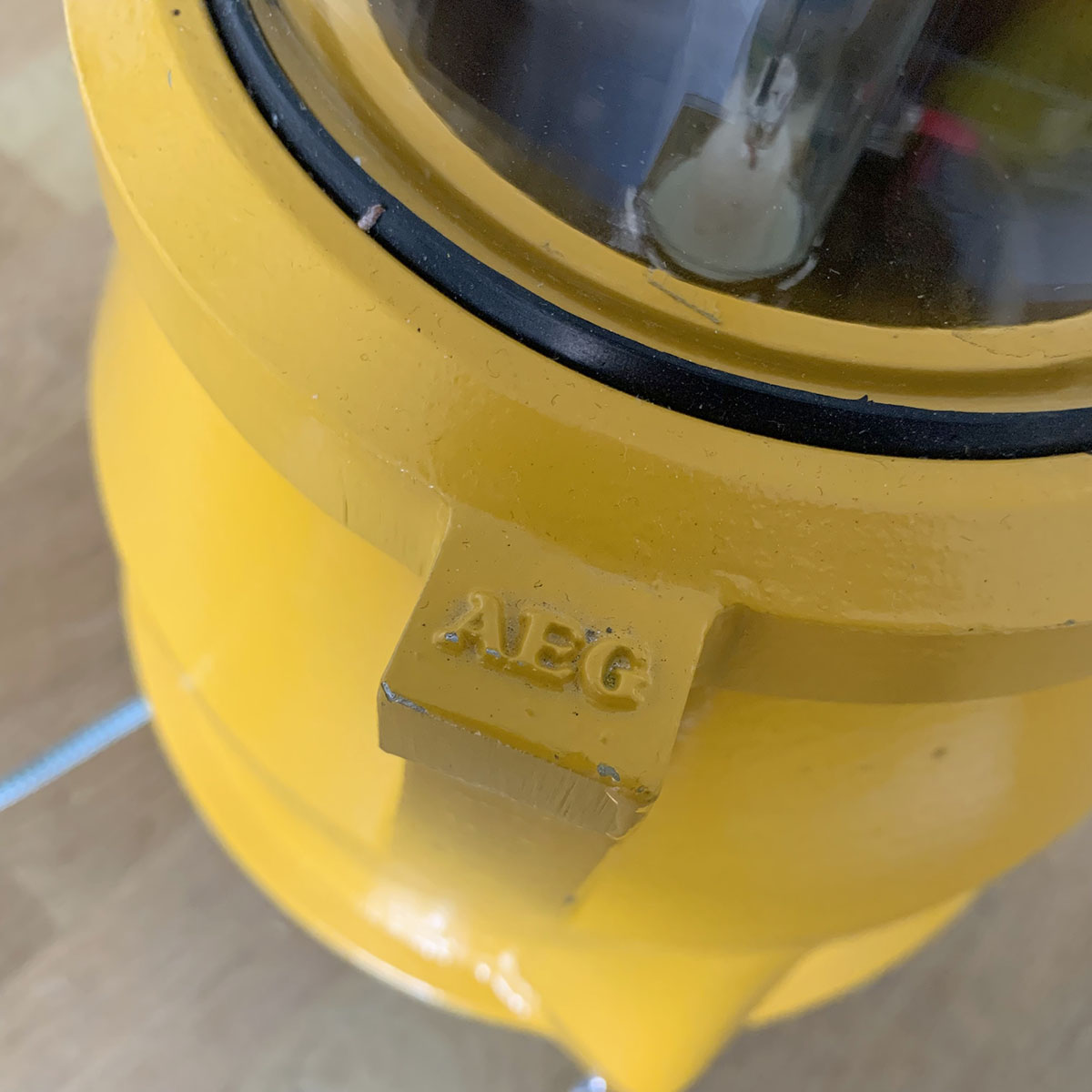 AEG marking on a refurbished AEG Berlin airport obstruction light.