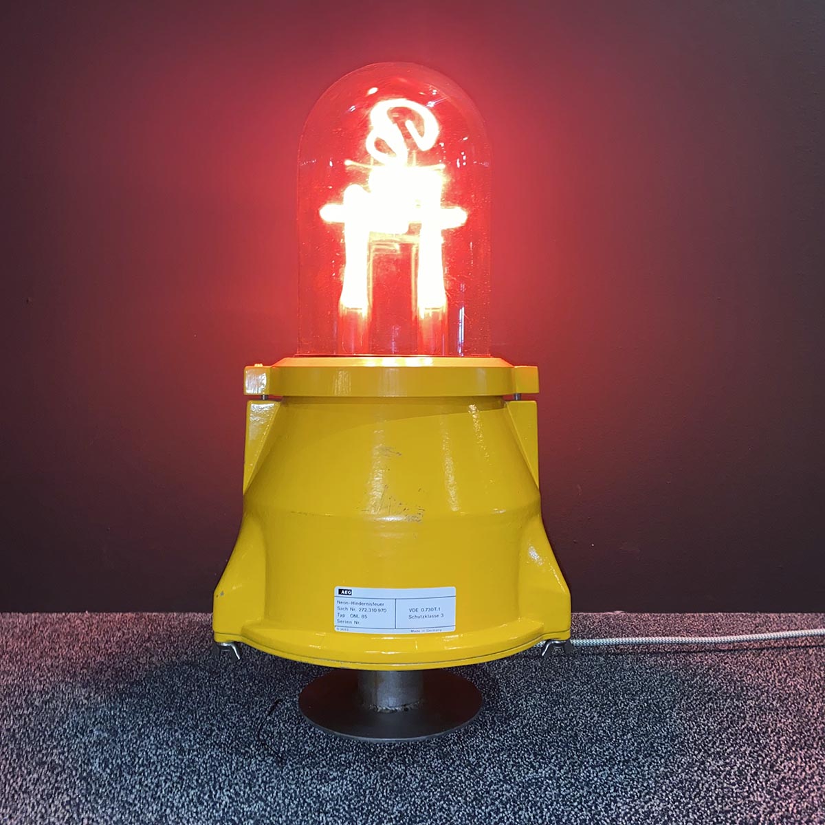 Refurbished AEG neon airport obstruction light for sale.