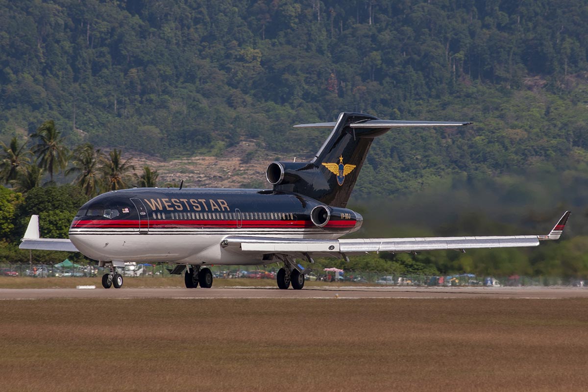 Weststar Boeing 727 taking off from Langkawi, Malaysia.