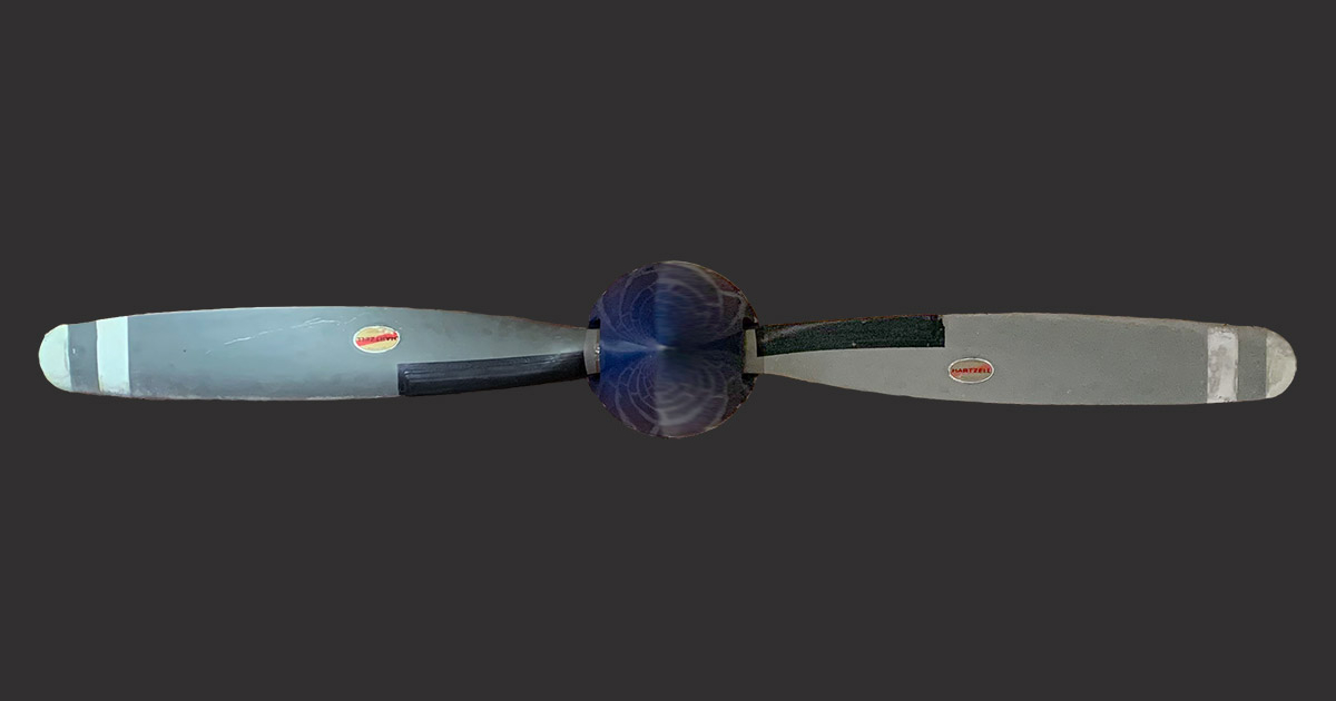 Hartzell propeller with blue spinner.