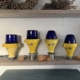 Four refurbished Thorn taxiway lights positioned next to each other to show all versions avialable for sale.