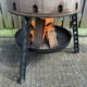 Outdoor fireplace made from an exhaust cone of a Boeing 747 Jumbo jet.