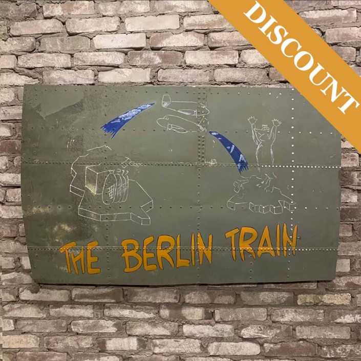 Original C-47 Dakota skin panel painted with The Berlin Train nose art for sale.